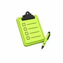 Isometric clipboard with pen icon