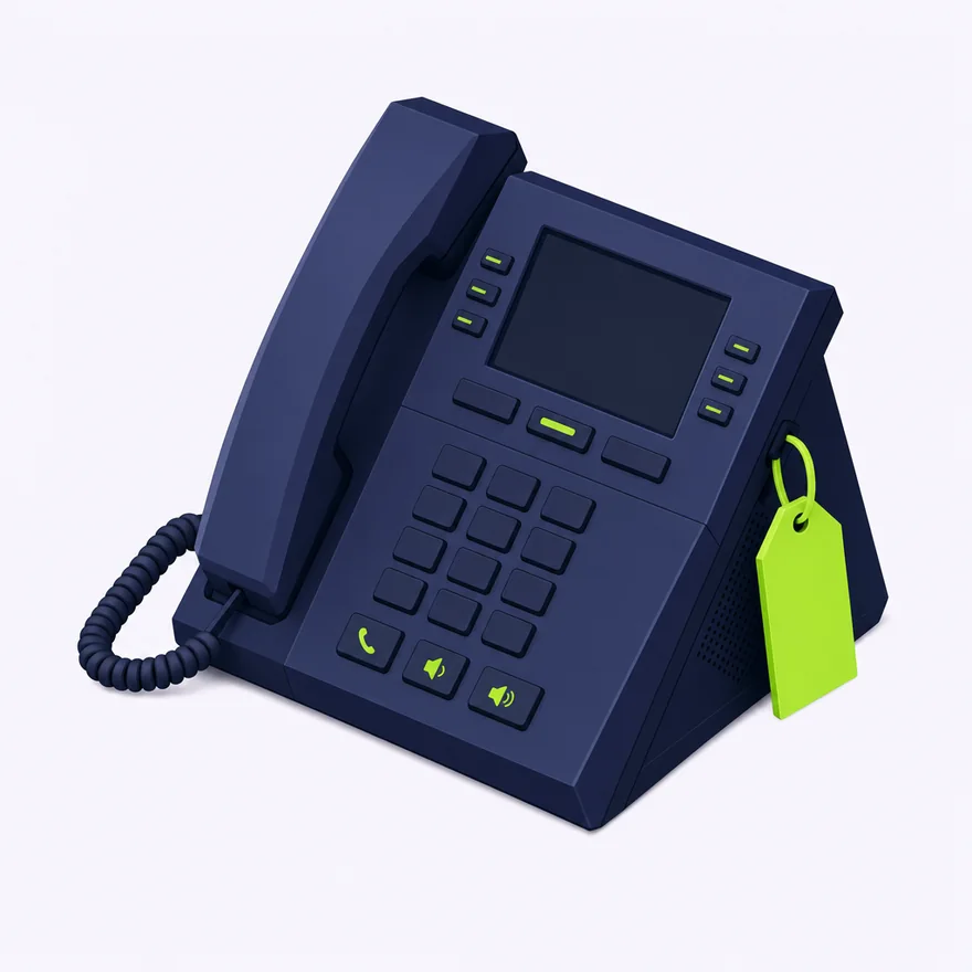 Isometric desk phone ready for an after-hours call
